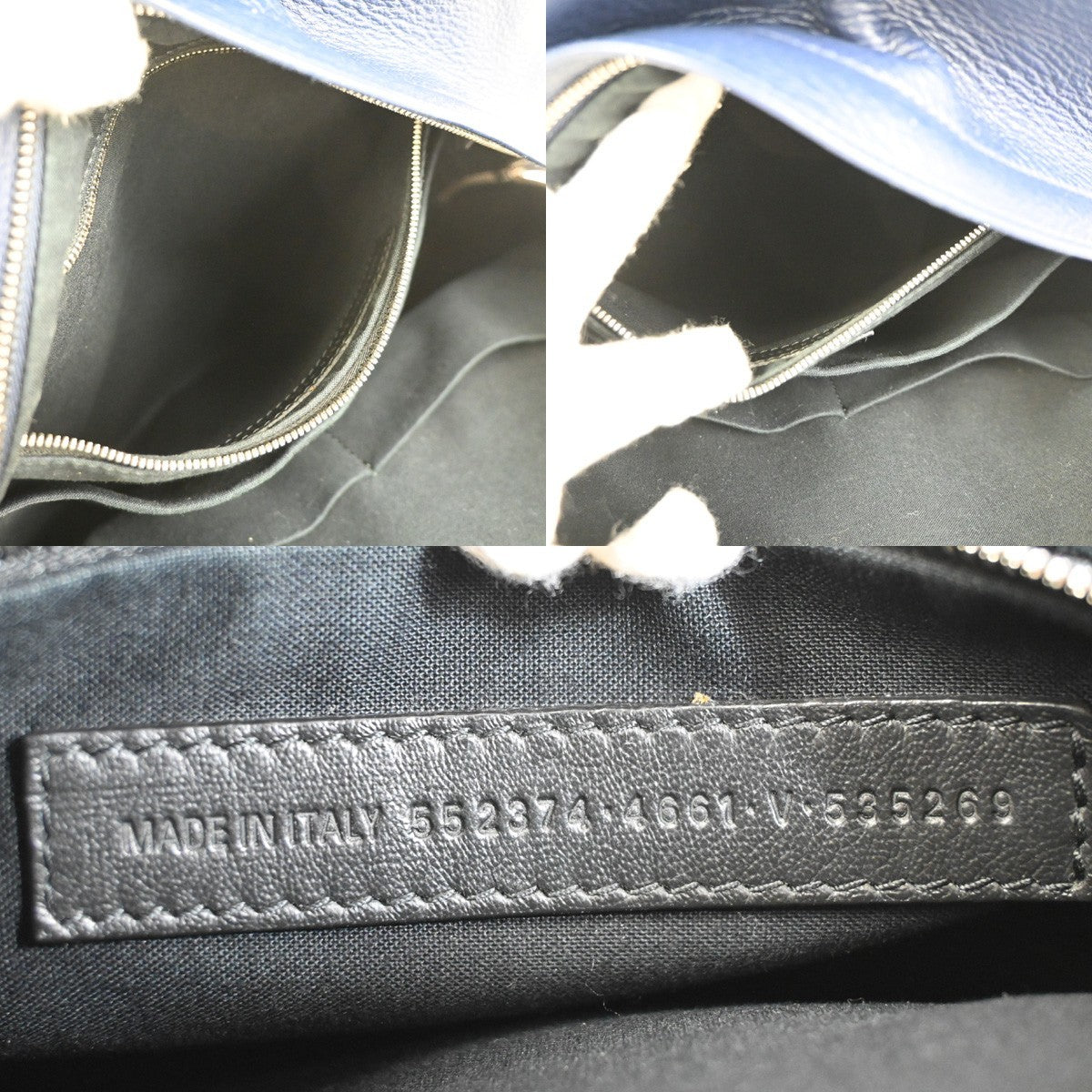 5.Live BALENCIAGA Everyday Backpack Adjustable Strap Leather Blue Italy 12ZA253