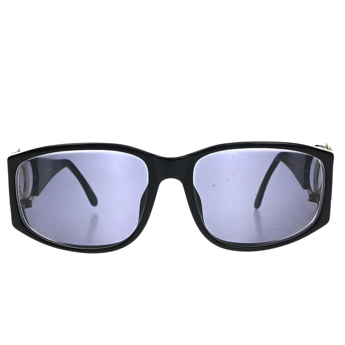 CHANEL CC Logos Sunglasses Eye Wear Plastic Black Gold 02461 63RQ088