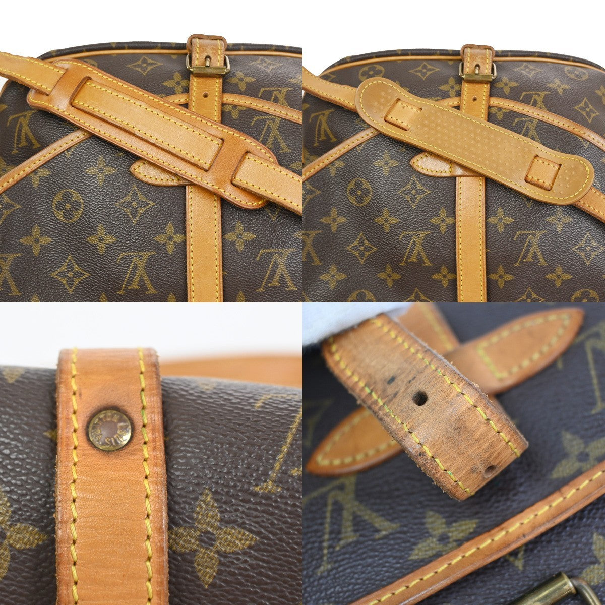 LOUIS VUITTON Logo Saumur 30 Shoulder Bag Monogram Leather Brown M42256 72KC902
