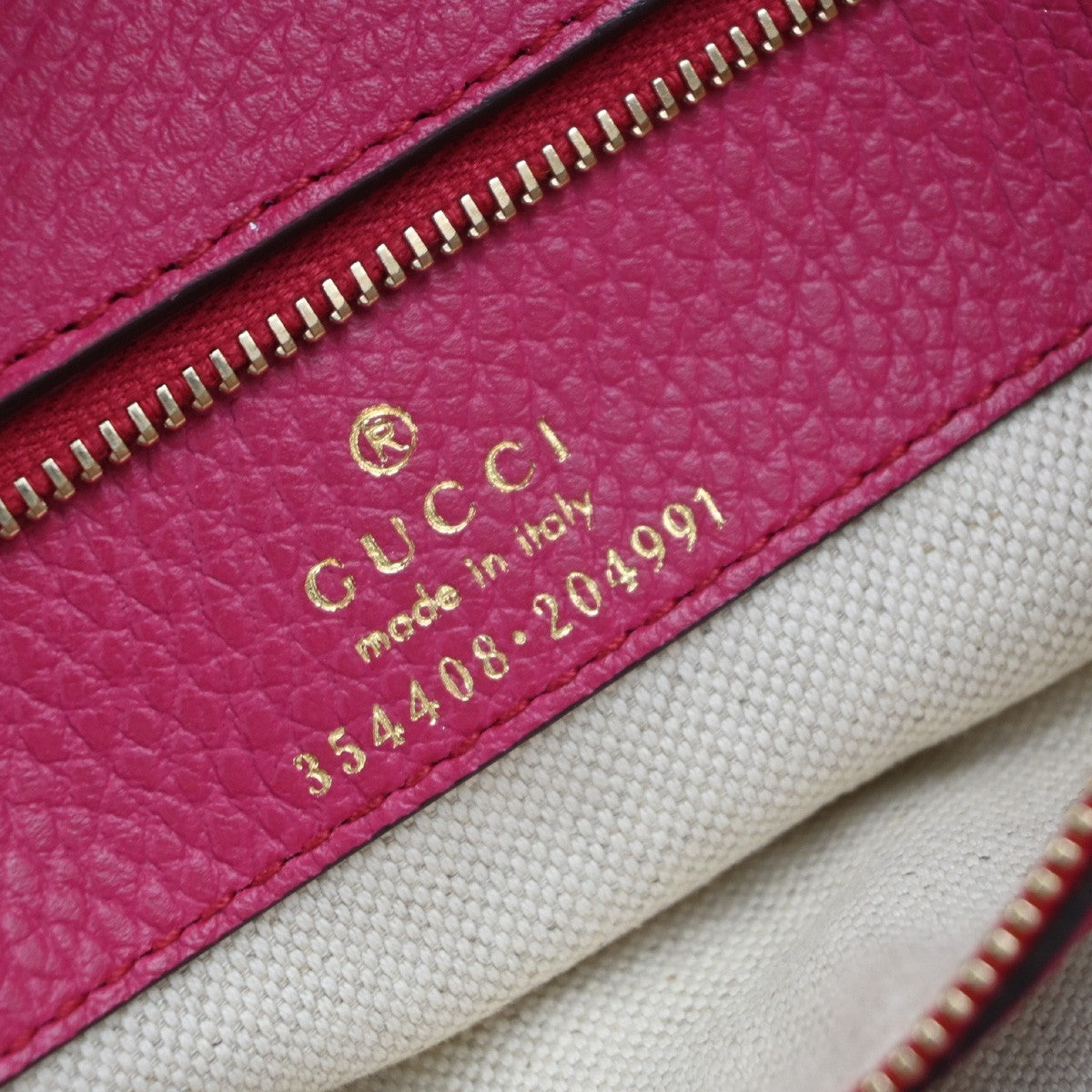 GUCCI Logo Swing Shoulder Tote Bag Leather Pink GHW Italy 83KP493