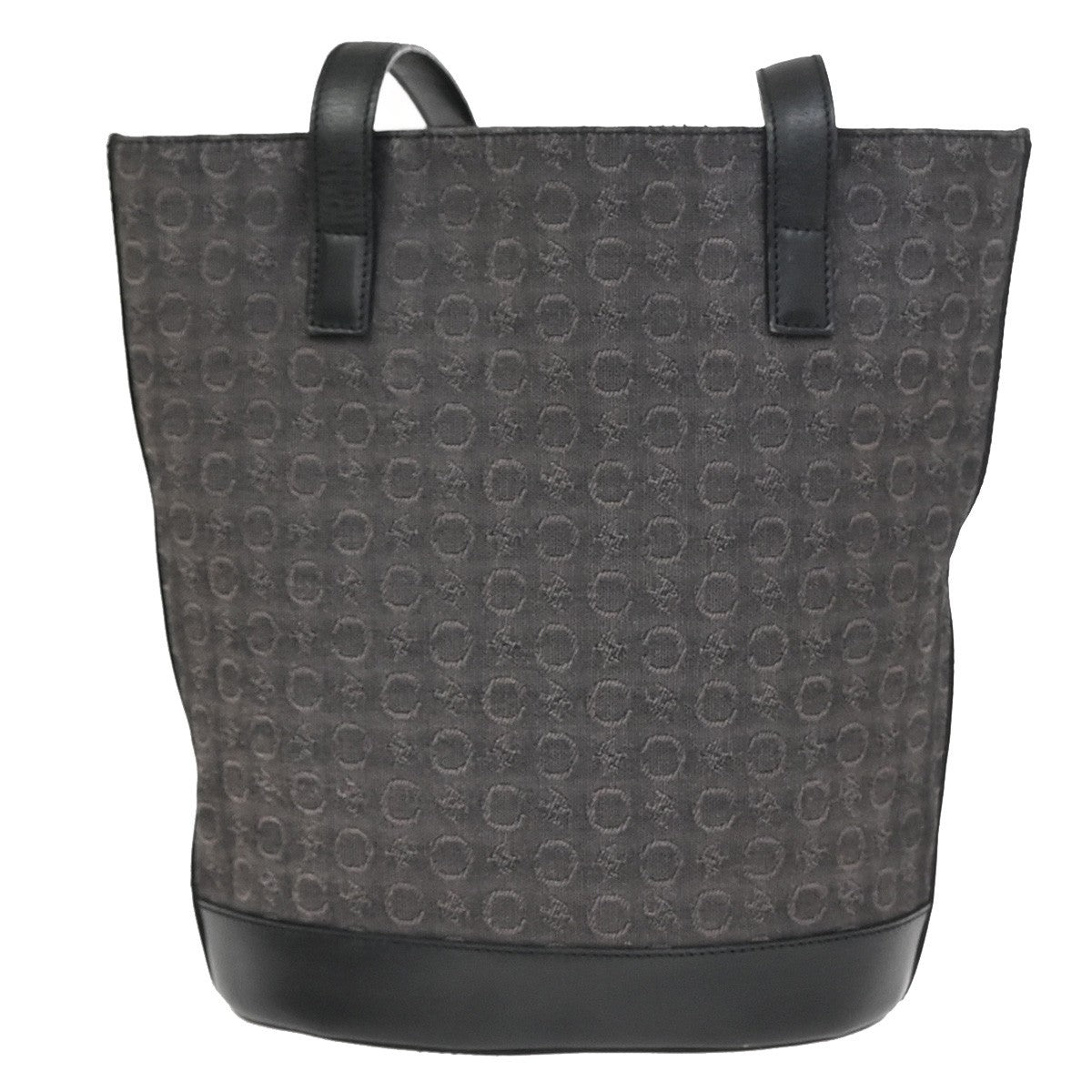 CELINE C Macadam Shoulder Hand Tote Bag Canvas Leather Black SHW Italy 34KC678