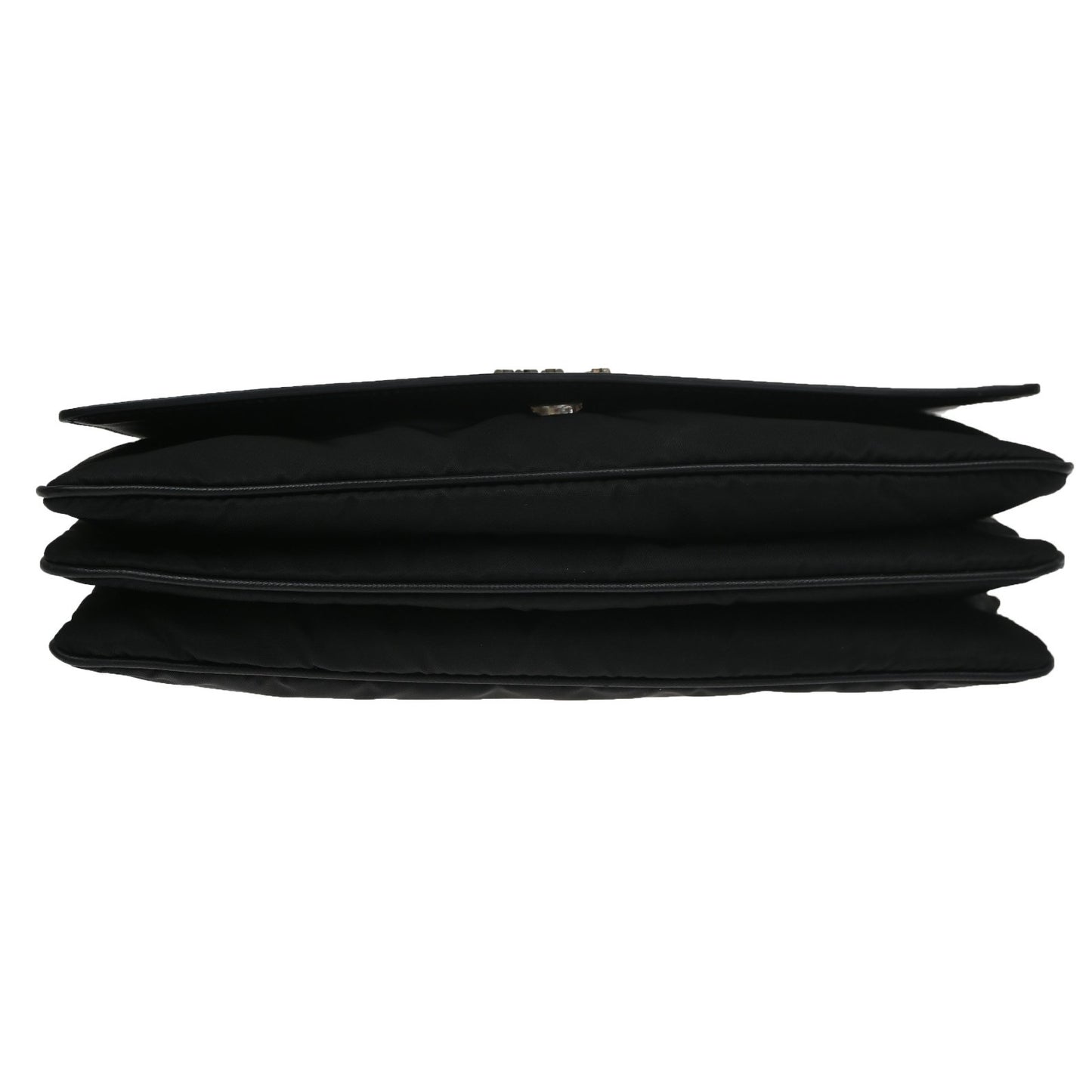 PRADA Saffiano Diagonal Chain Shoulder Bag Nylon Leather Black SHW 10KD064