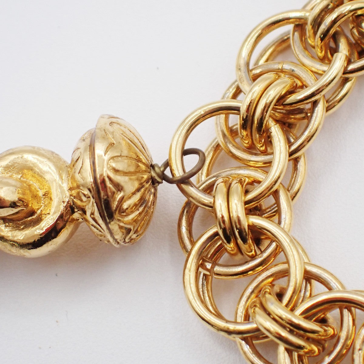 CHANEL Logo Mademoiselle Chain Bracelet Bangle Charm GHW France 50RL802