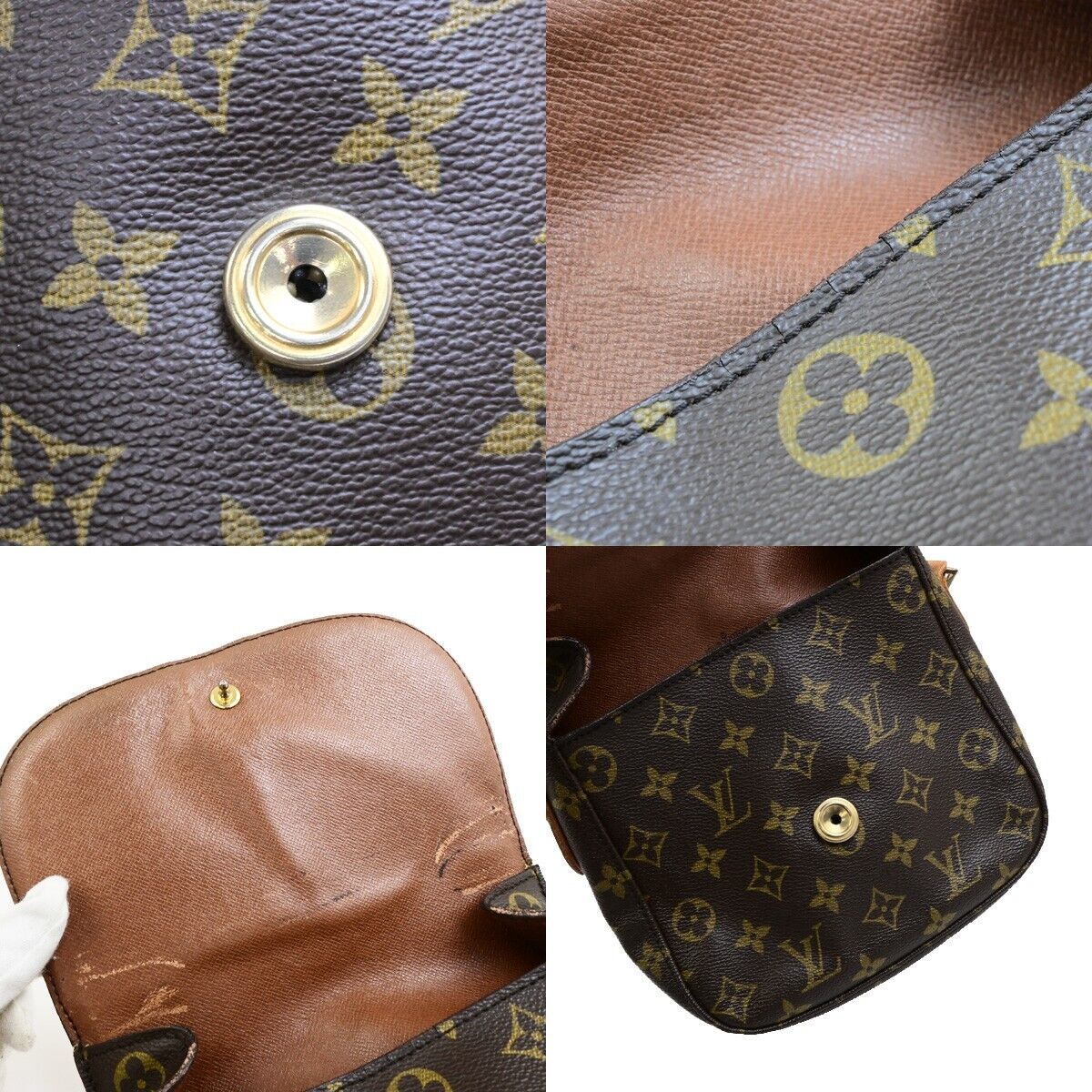 LOUIS VUITTON Saint Cloud MM Shoulder Bag Monogram Leather Brown M51243 64ED489