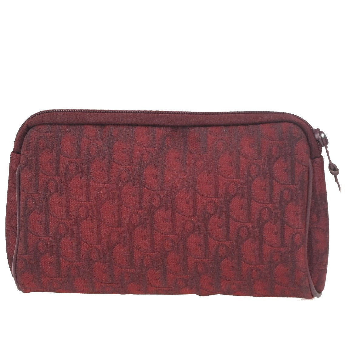 CHRISTIAN DIOR CD Logo Trotte Mini Pouch Canvas Leather Red GHW France 68ZA367