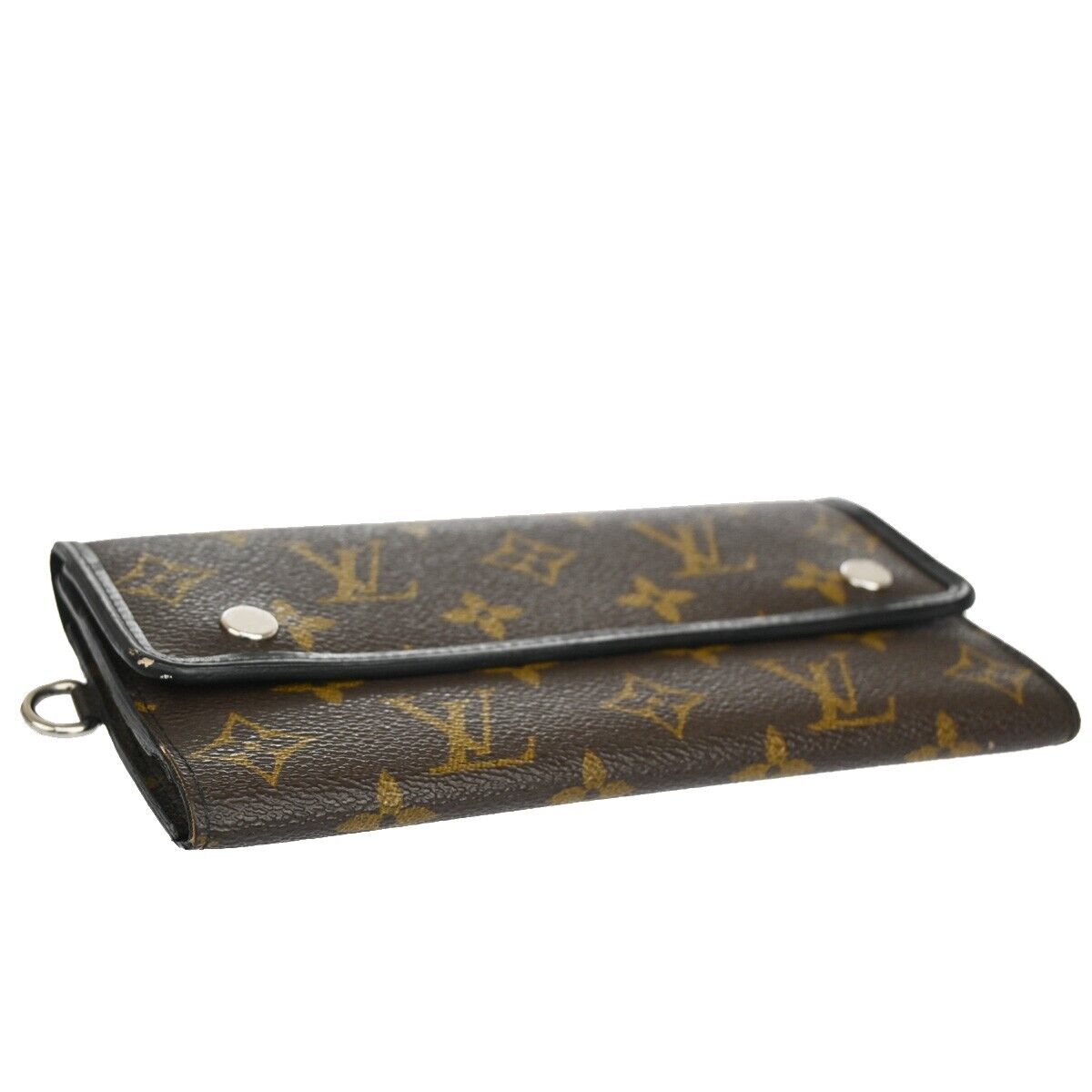 LOUIS VUITTON Long Trifold Wallet Purse Monogram Macassar Brown M60168 64GA626