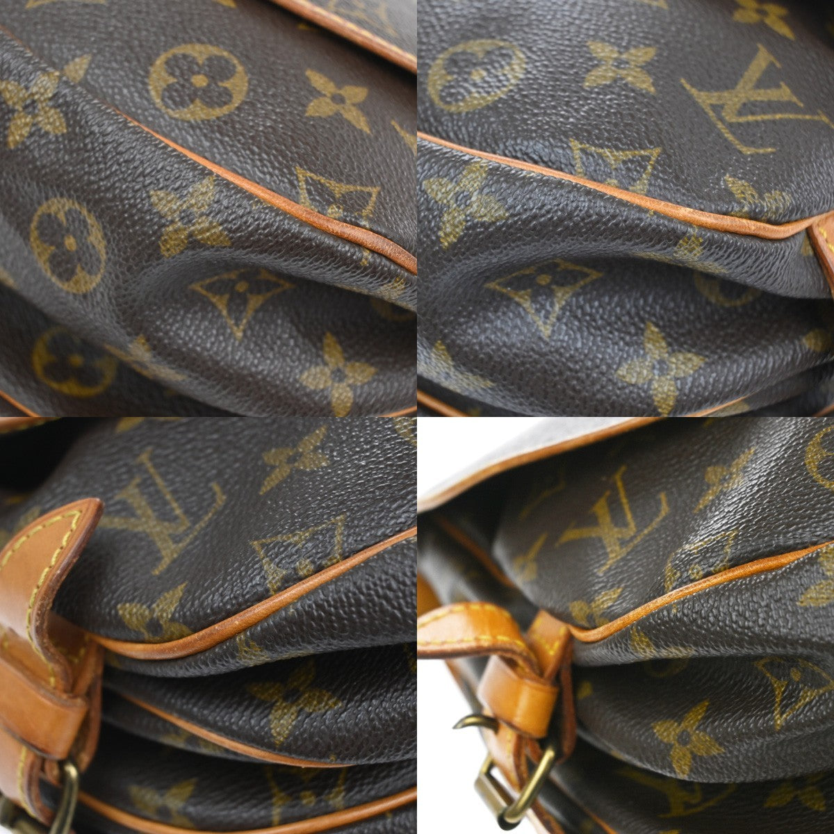 LOUIS VUITTON Logo Saumur 30 Shoulder Bag Monogram Leather Brown M42256 70CA884