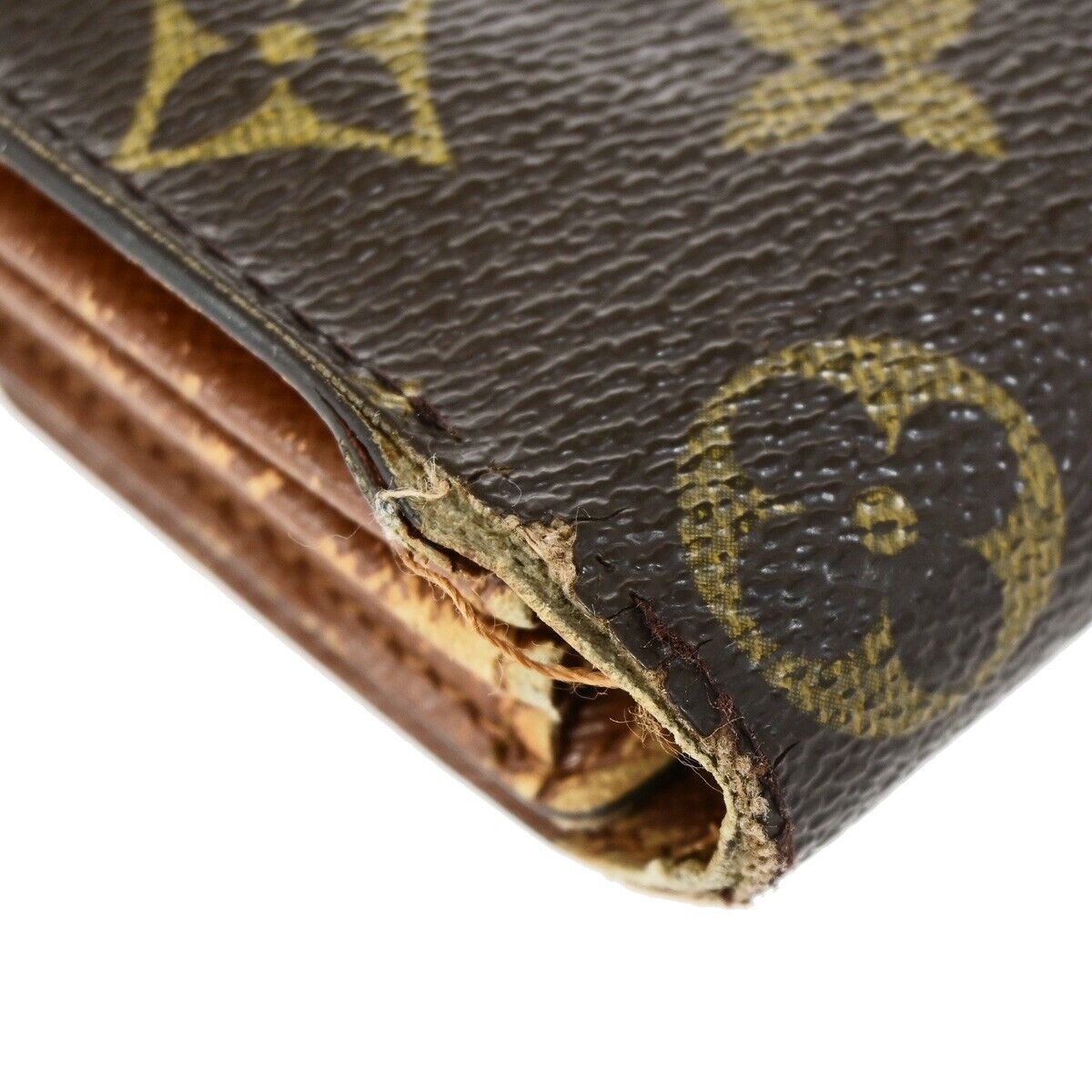 LOUIS VUITTON LV Logo 4 Set Bifold Trifold Long Wallet Monogram Brown 69KA307