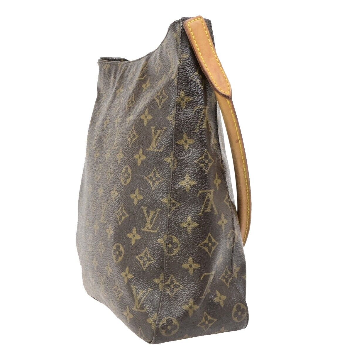LOUIS VUITTON Logo Looping GM Shoulder Bag Monogram Leather Brown M51145 80ED311