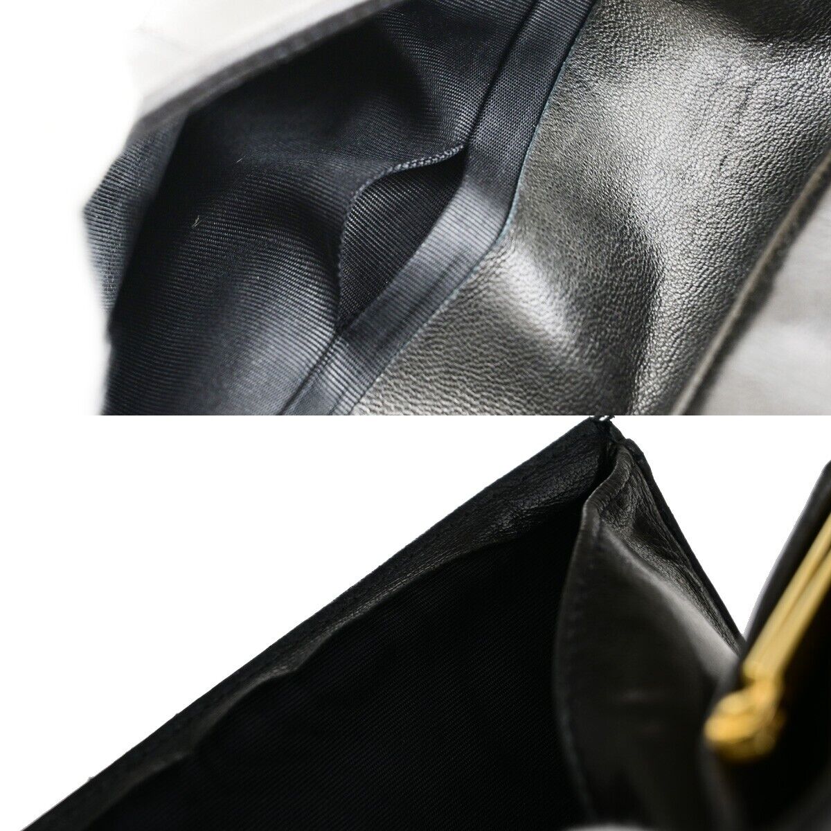 CHANEL CC Long Bifold Wallet Purse Leather Black GHW France Vintage 09EB001