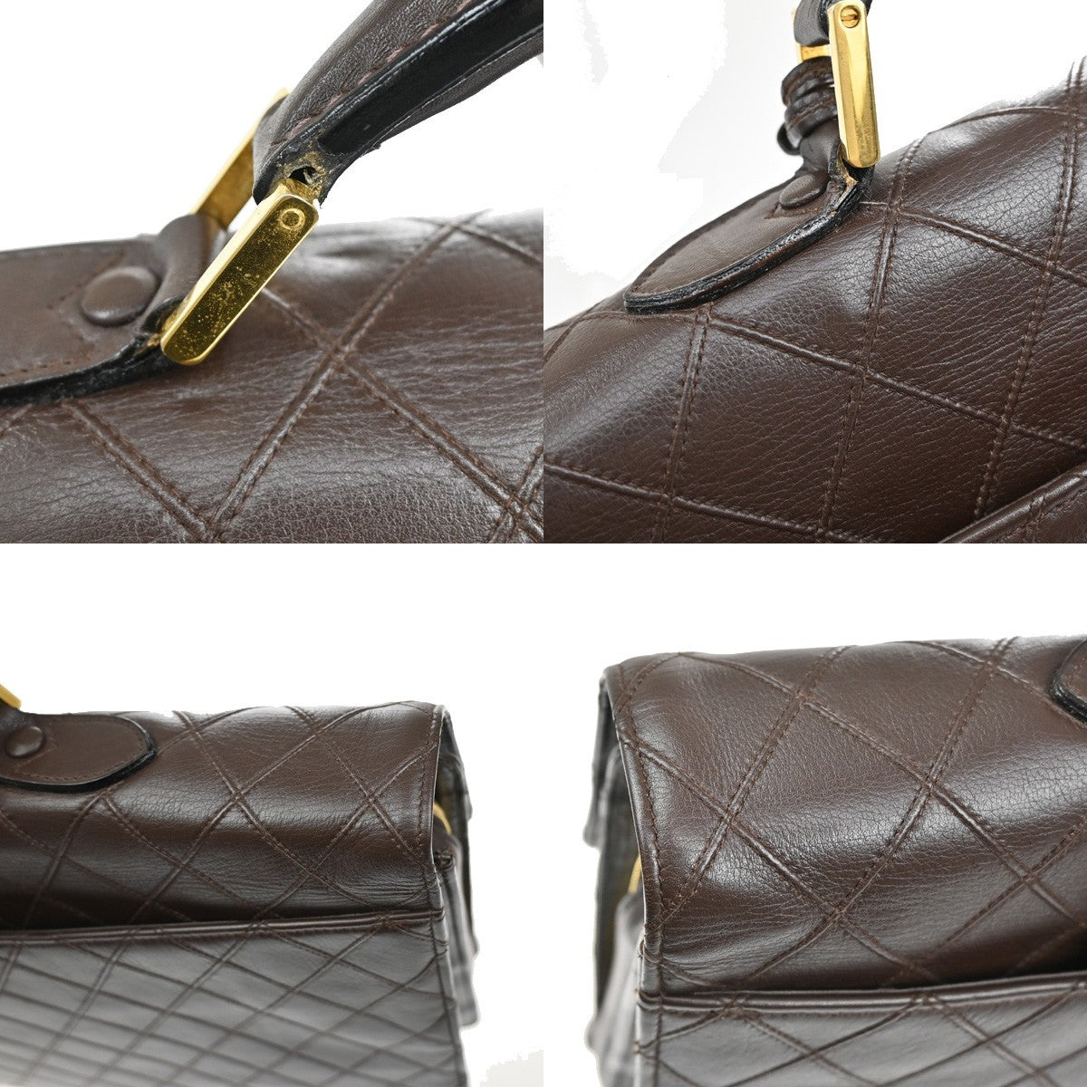 CHANEL Logo Bicolore Business Briefcase Hand Bag Leather Brown GHW VTG 45RL314