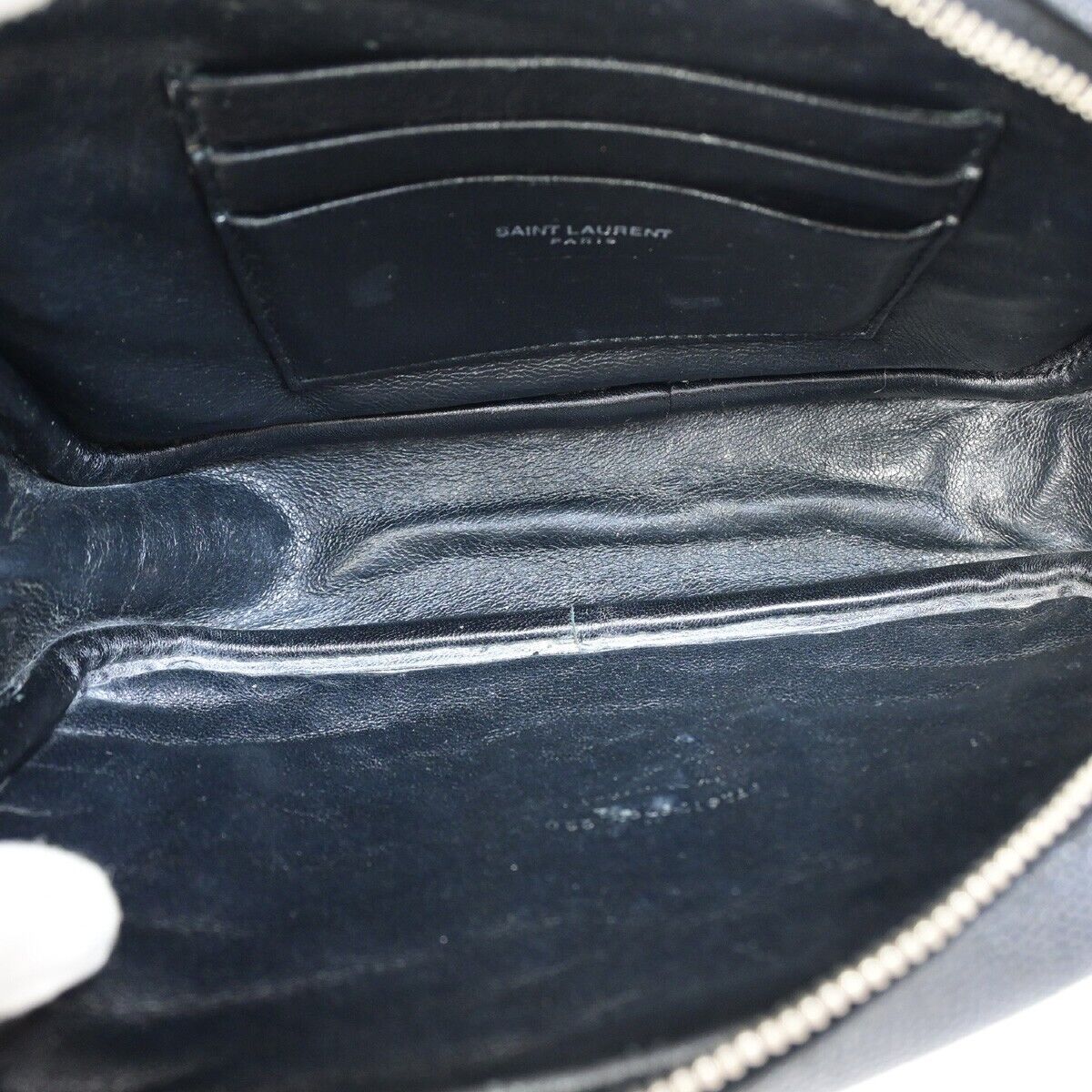 SAINT LAURENT YSL Logo Lou Chain Mini Shoulder Bag Leather Black SHW 675RJ866