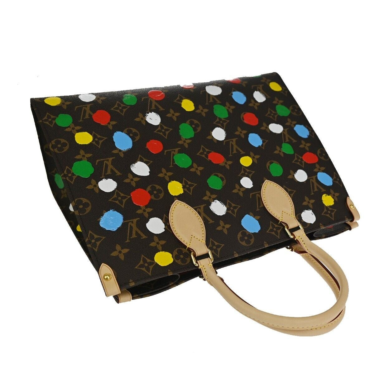 LOUIS VUITTON LV × YK OnTheGo MM Hand Bag Monogram 3D Dots Brown M46379...
