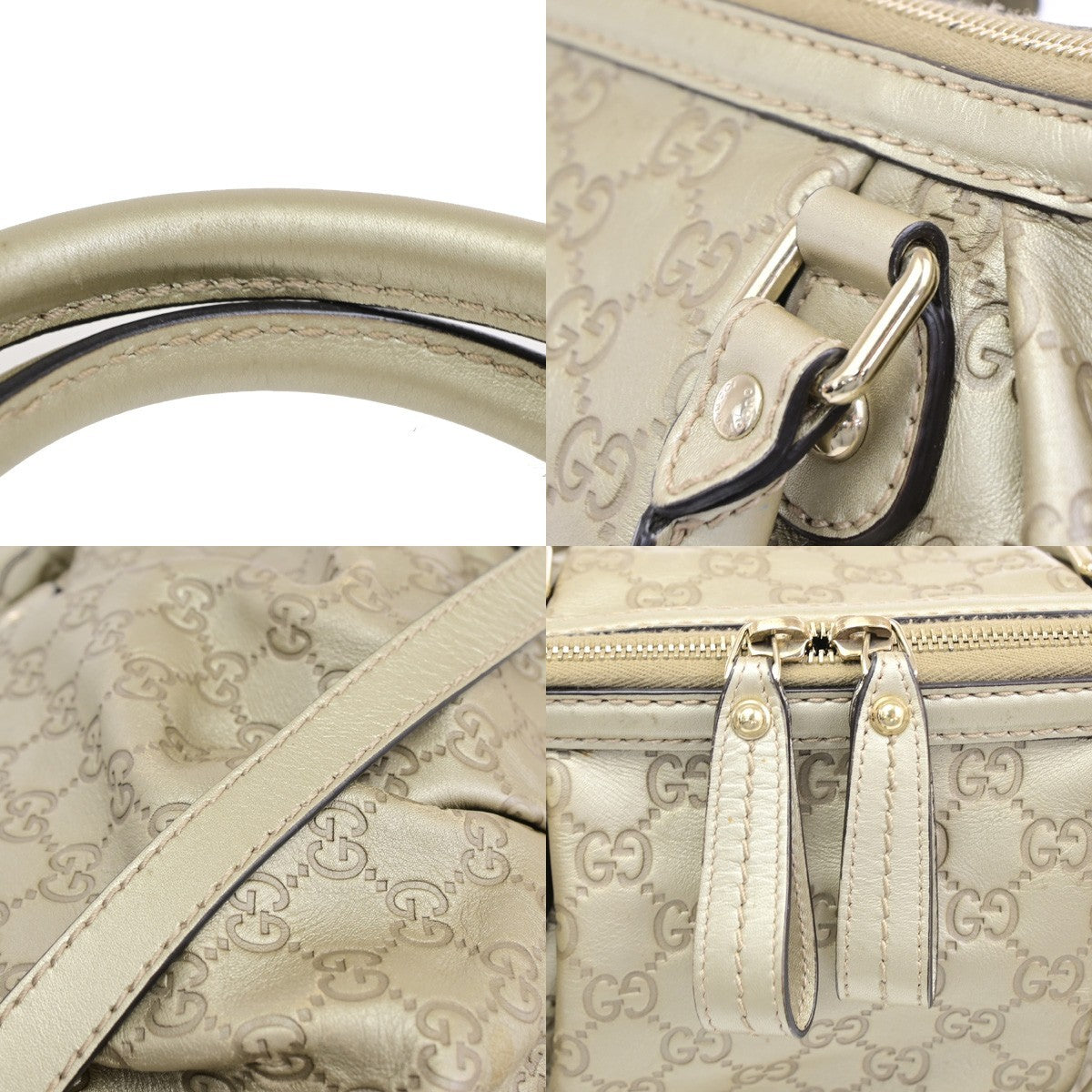 GUCCI GG Logo Sukey Shoulder Hand Bag Canvas Leather Gold GHW Italy 12CB048