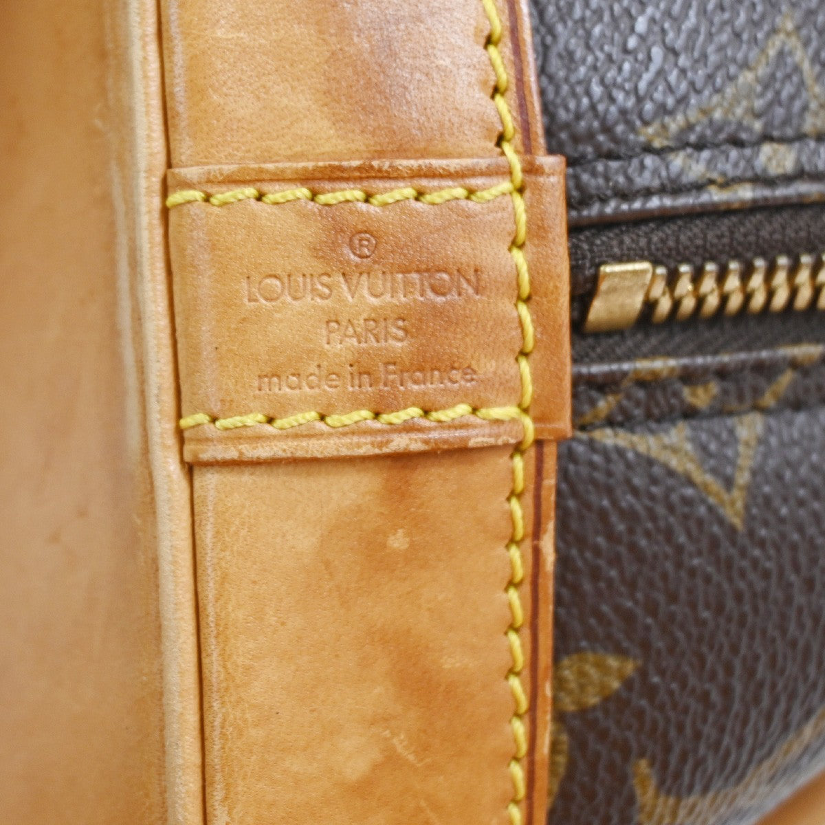 LOUIS VUITTON LV Logo Alma Hand Bag Monogram Leather Brown France M51130 83SA028