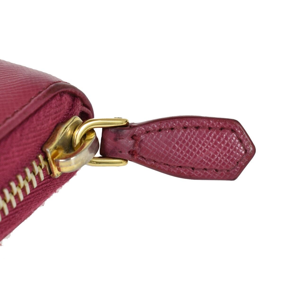 PRADA Logo Long Bifold Wallet Purse Saffiano Leather Pink Gold Italy 68GA564