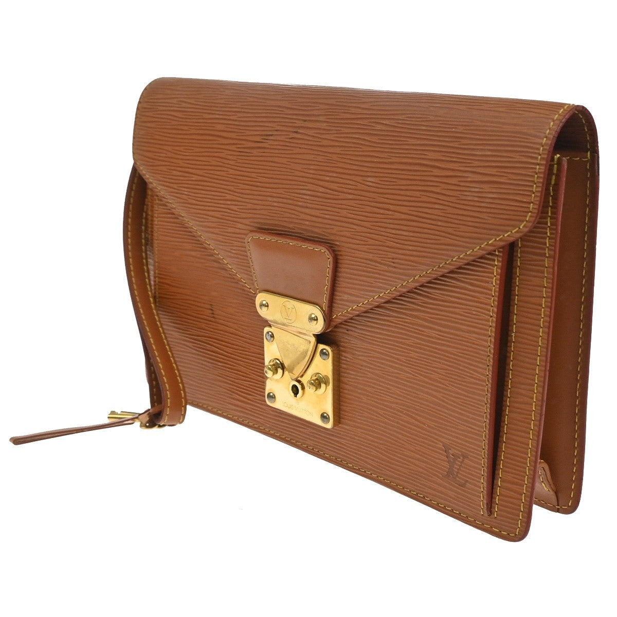 LOUIS VUITTON Sellier Dragonne Clutch Hand Bag Epi Leather Gold M52618 05TA594