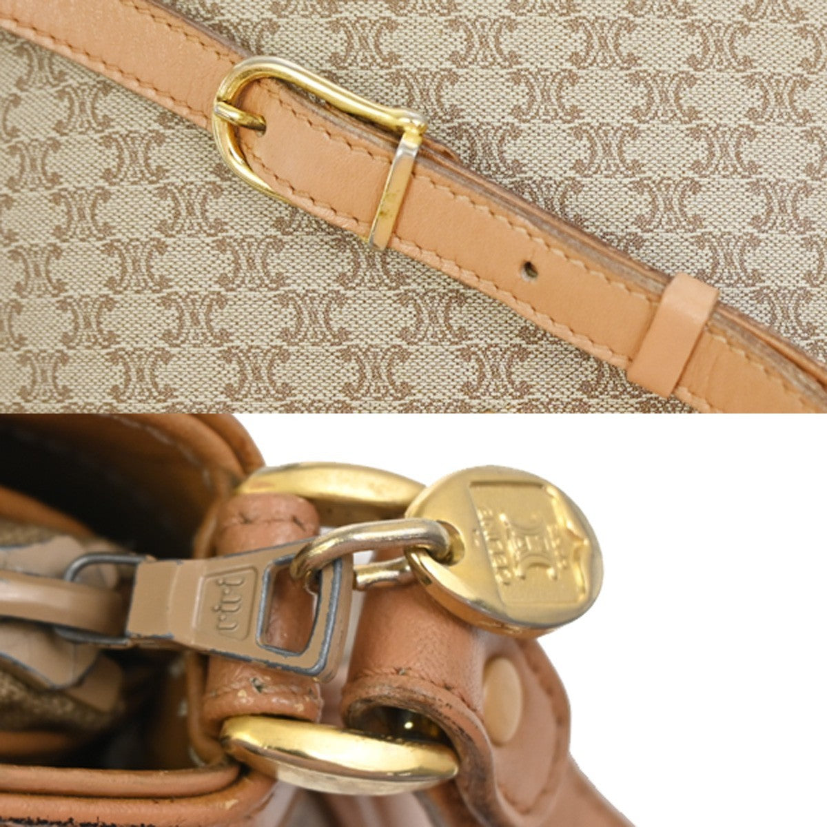 CELINE Macadam Pattern Crossbody Shoulder Bag PVC Leather Brown Italy  62KC868