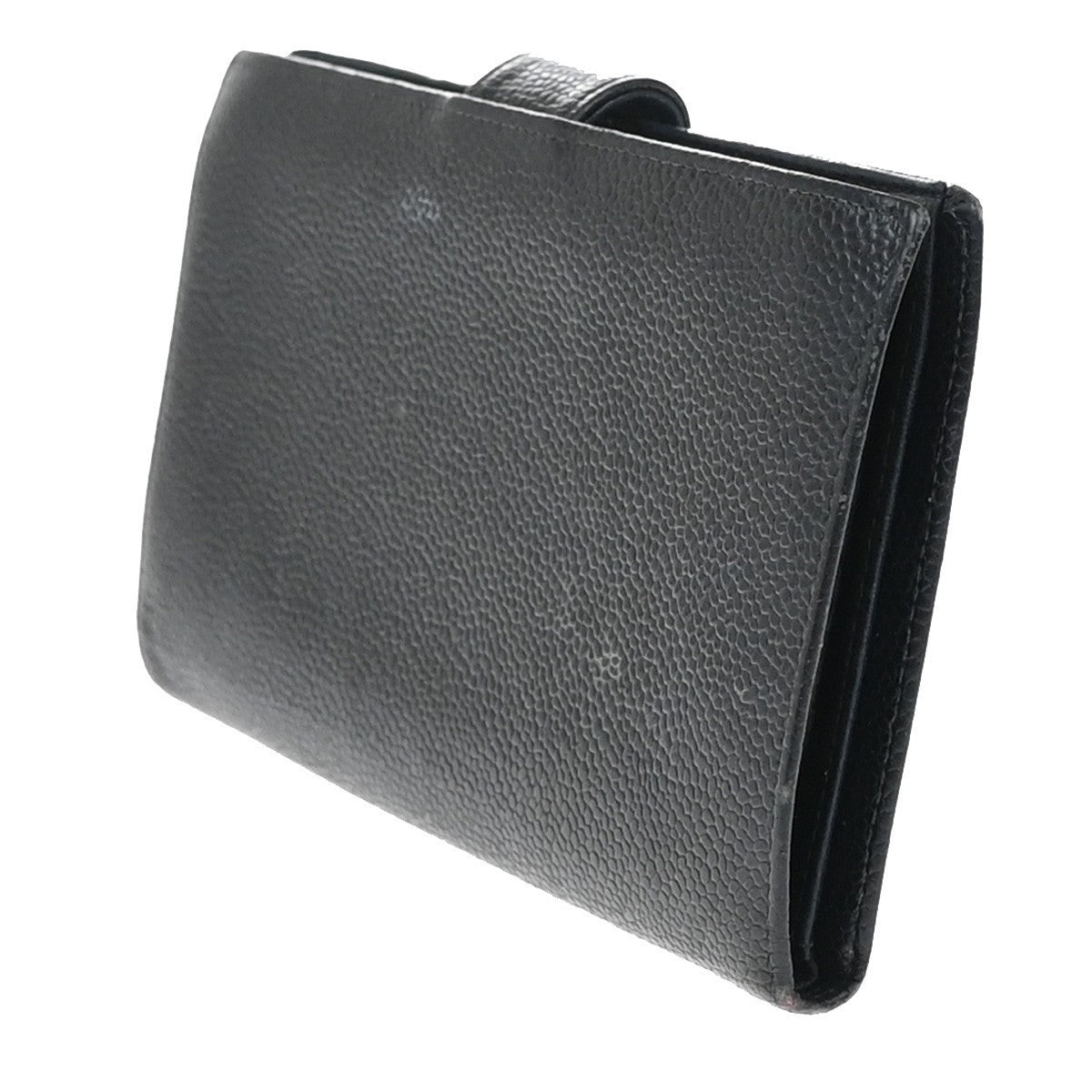 CHANEL CC Logo Long Bifold Wallet Grained Calfskin Leather Black 61RF542