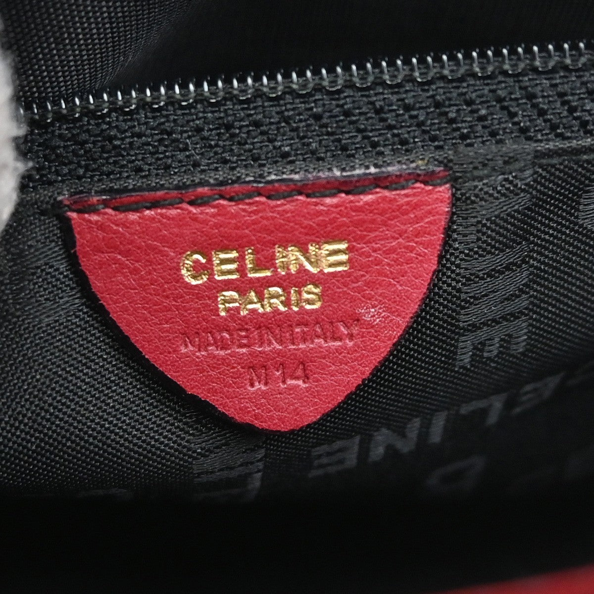 CELINE PARIS Logo Circle Studs Shoulder Bag Leather Red Gold Italy 62KP173