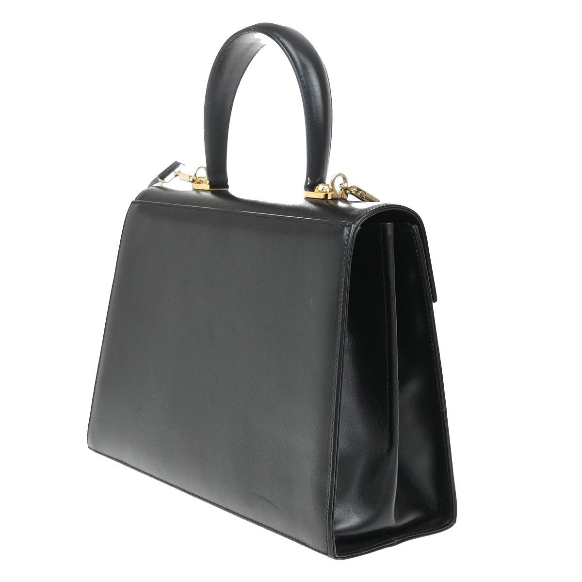 SALVATORE FERRAGAMO Logo Gancini Hand Bag Leather Black GHW Italy 84RF671