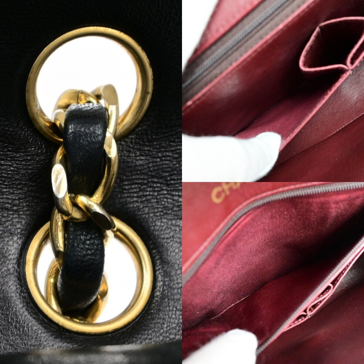 CHANEL Matelasse 25 Double Flap Chain Shoulder Bag Leather BK Vintage 827RF217