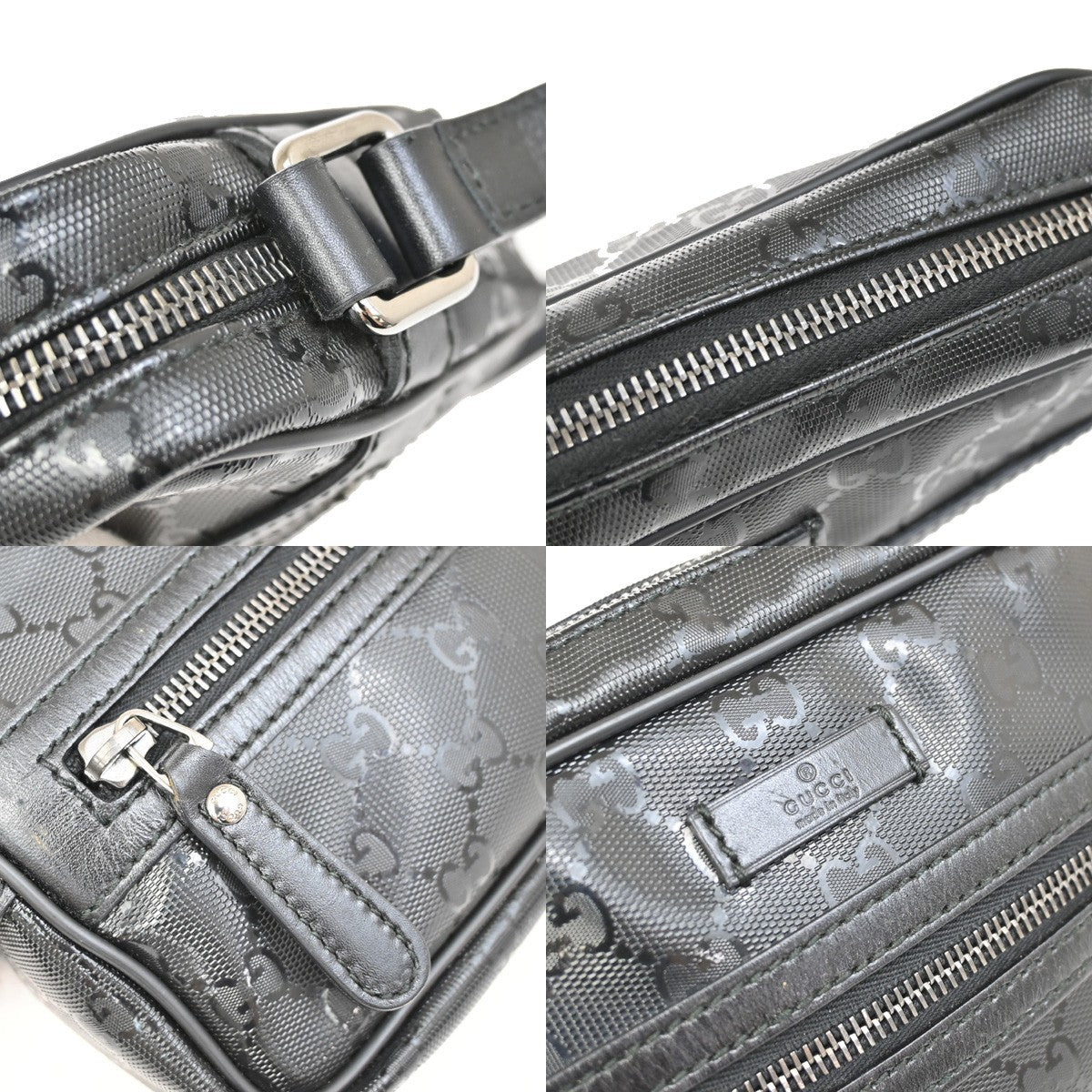 GUCCI Imprime GG Pattern Crossbody Mini Shoulder Bag PVC Leather Black 82KB276