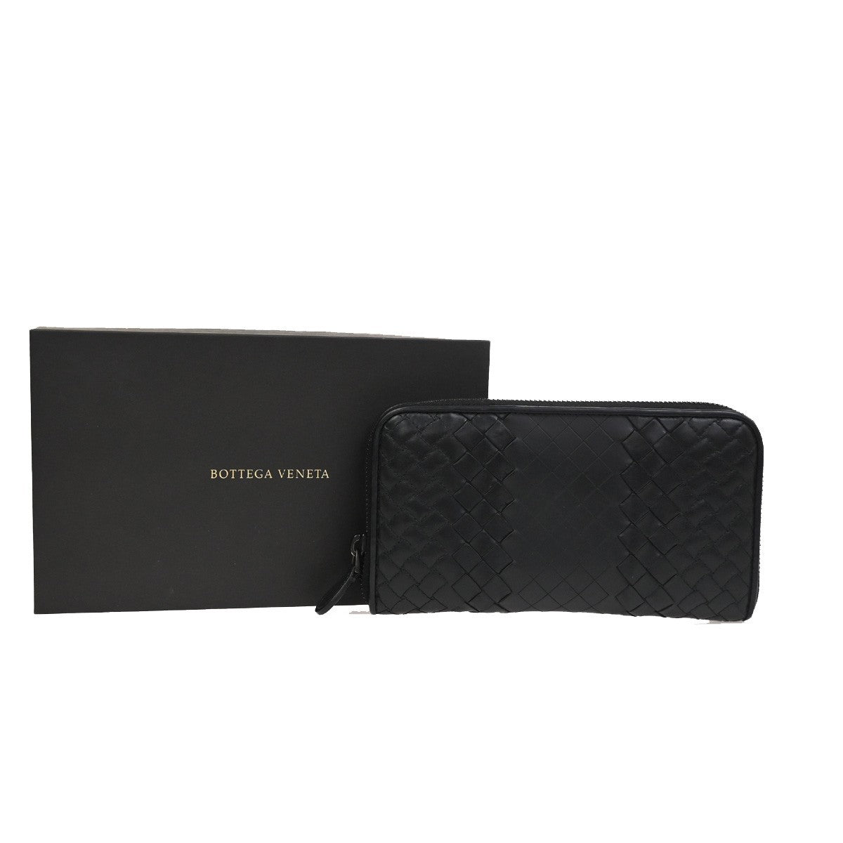 BOTTEGA VENETA Intrecciato Zipper Long Wallet Leather Brown Italy 65KD095