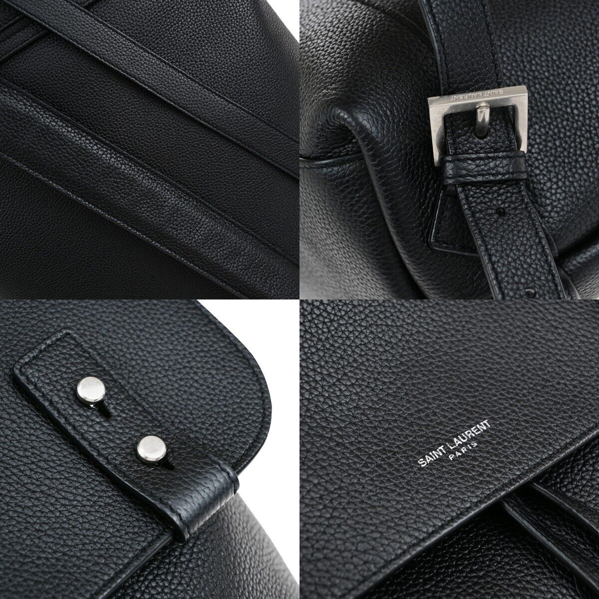 SAINT LAURENT YSL Sac De Jour Backpack Bag Leather Black SHW Italy 47RK386