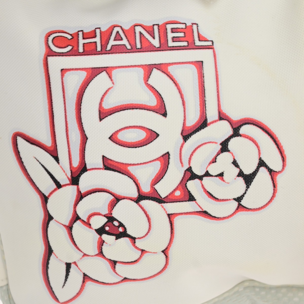 CHANEL Sports Line Camellia Shoulder Bag  Nylon  Canvas White Italy 74KD194