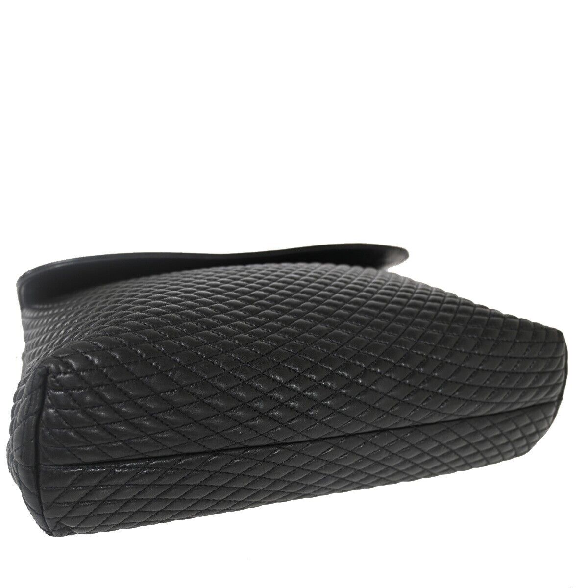 BALLY Logo Hand Bag Leather Black Gold-Plated Made In Italy 02YD220