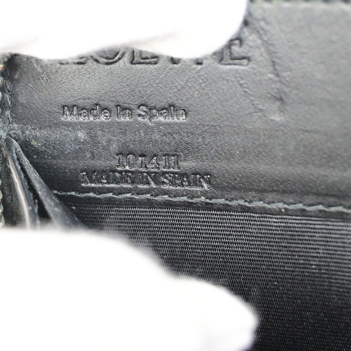 LOEWE Logo Anagram Long Zipper Wallet Embossed Leather Black Spain 69FB177