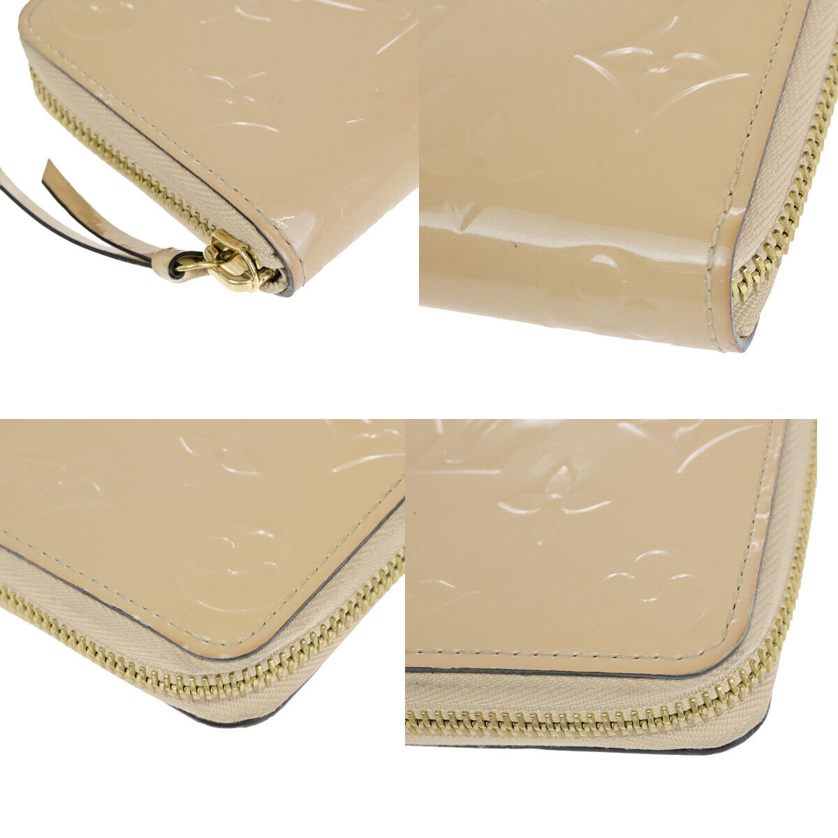 LOUIS VUITTON Clemence Zipper Wallet Monogram Vernis Leather Dune M90923 65YF312