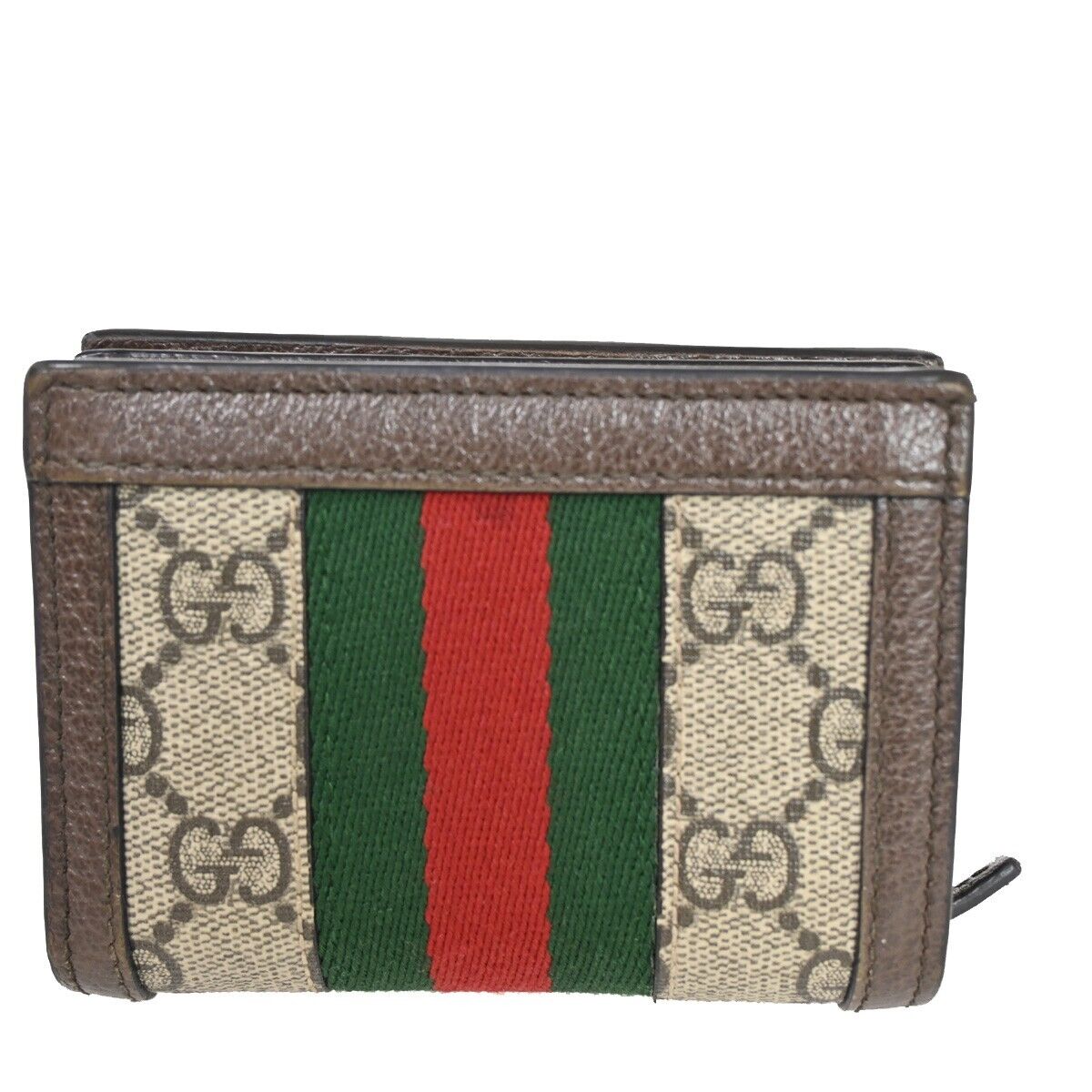 GUCCI Logo GG Ophidia Bifold Wallet Purse Supreme Leather Brown Gold 36SH364