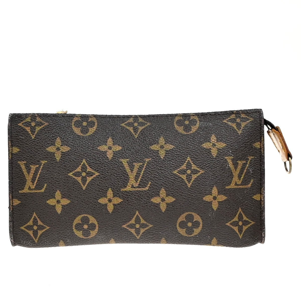 LOUIS VUITTON Logo BUCKET GM Pouch Bag Monogram Leather Brown France 05EG171