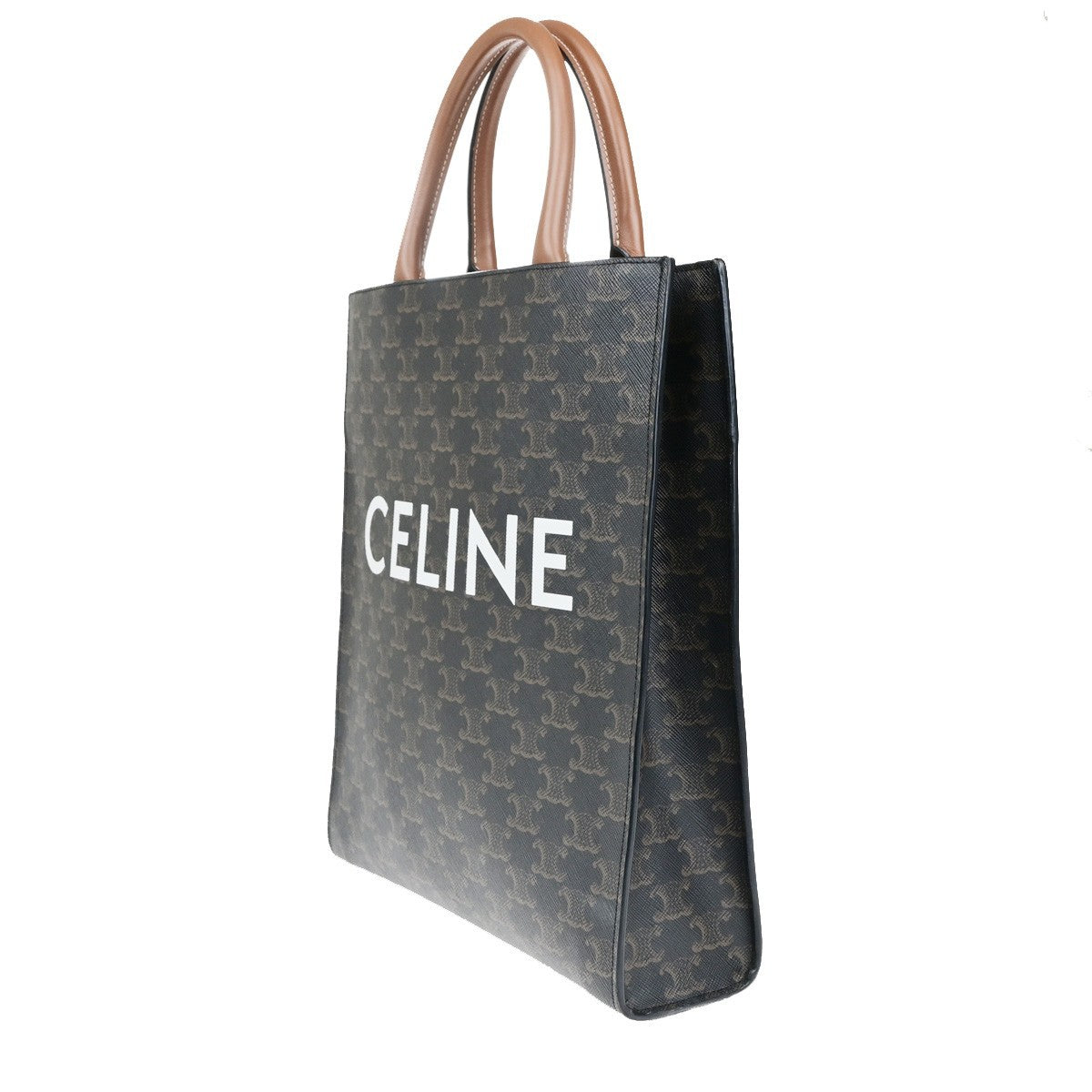 54.Live CELINE Vertical Cabas 2Way Tote Bag Triomphe Canvas Leather 662RK408