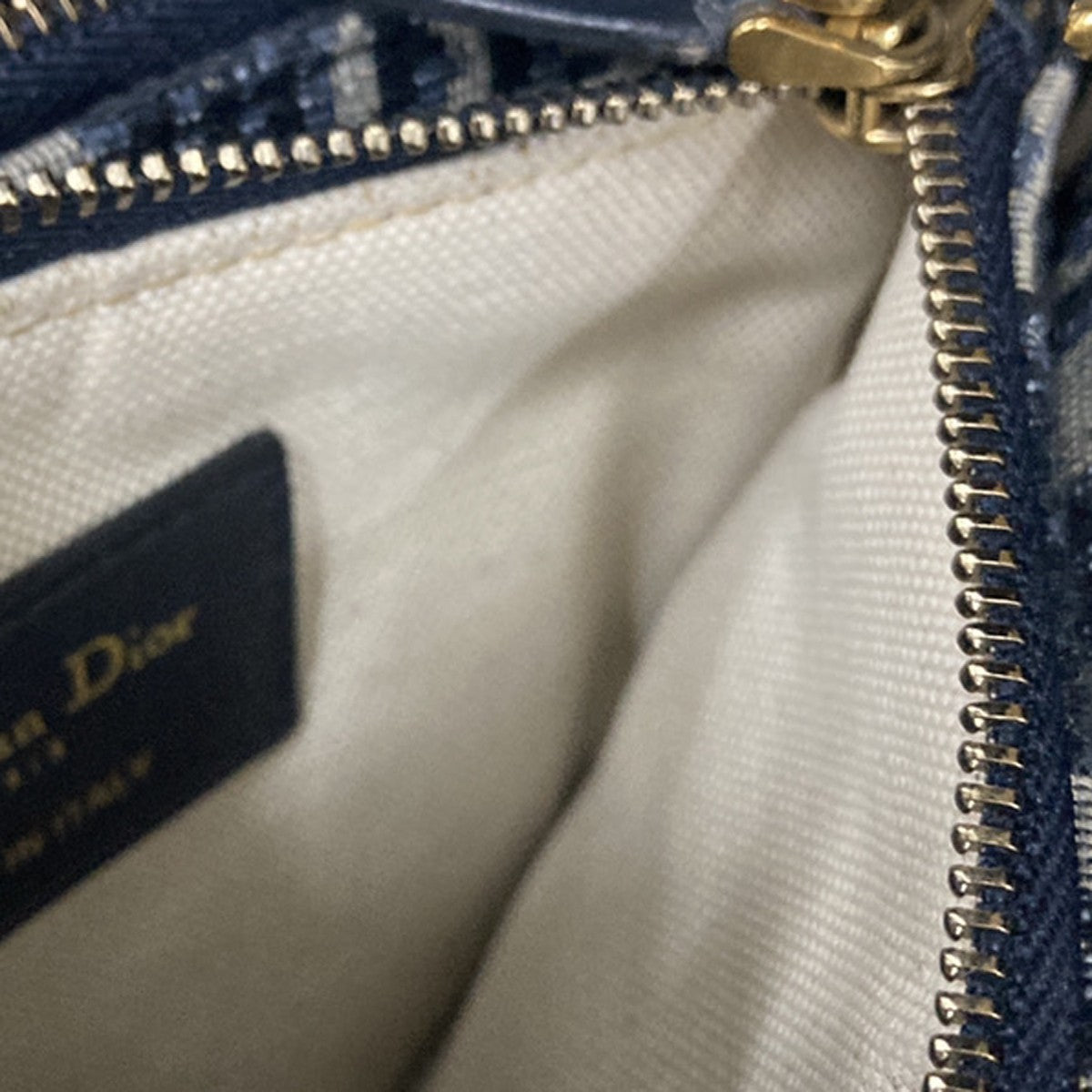 CHRISTIAN DIOR Trotter Saddle Shoulder Bag Canvas Leather Navy Blue 663RF899