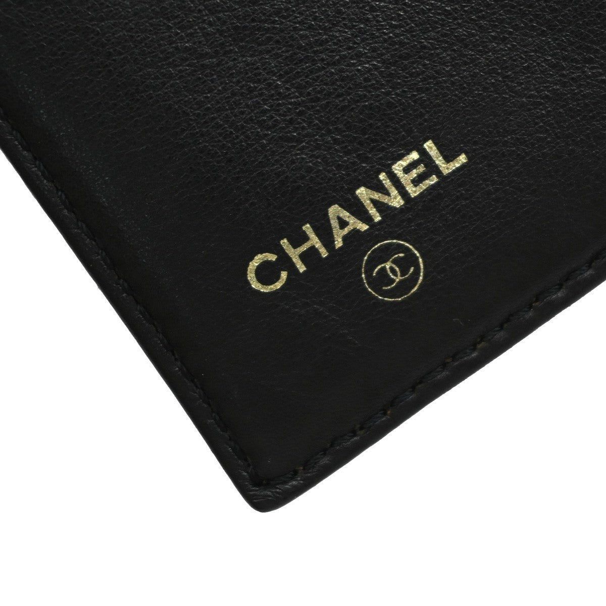 CHANEL CC Trifold Compact Wallet Grained Calfskin Leather Black Vintage 79RF500