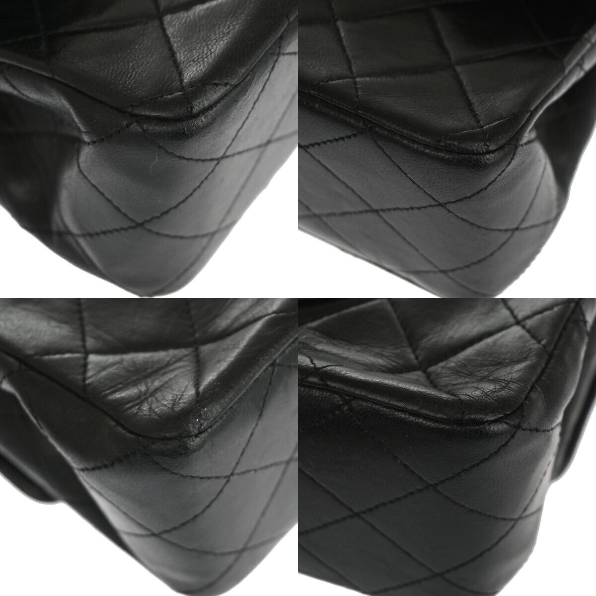 CHANEL CC Matelasse 25 Double Flap Chain Shoulder Bag Leather Black GHW 898RJ228