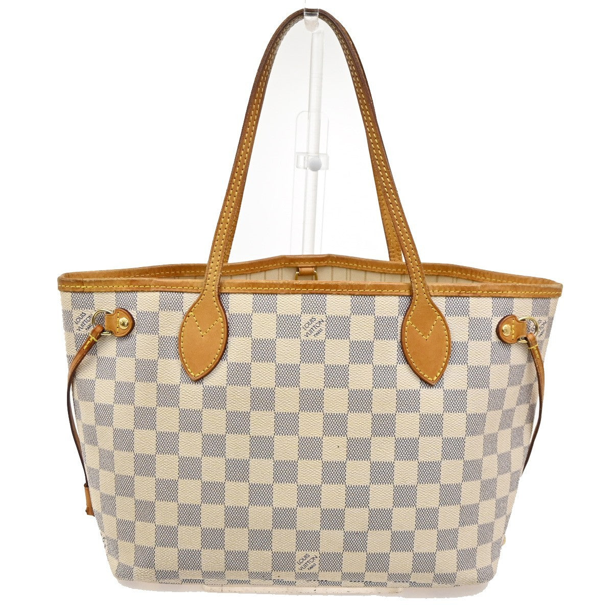 LOUIS VUITTON Neverfull PM Shoulder Tote Bag Damier Azur Leather N51110 93TA255