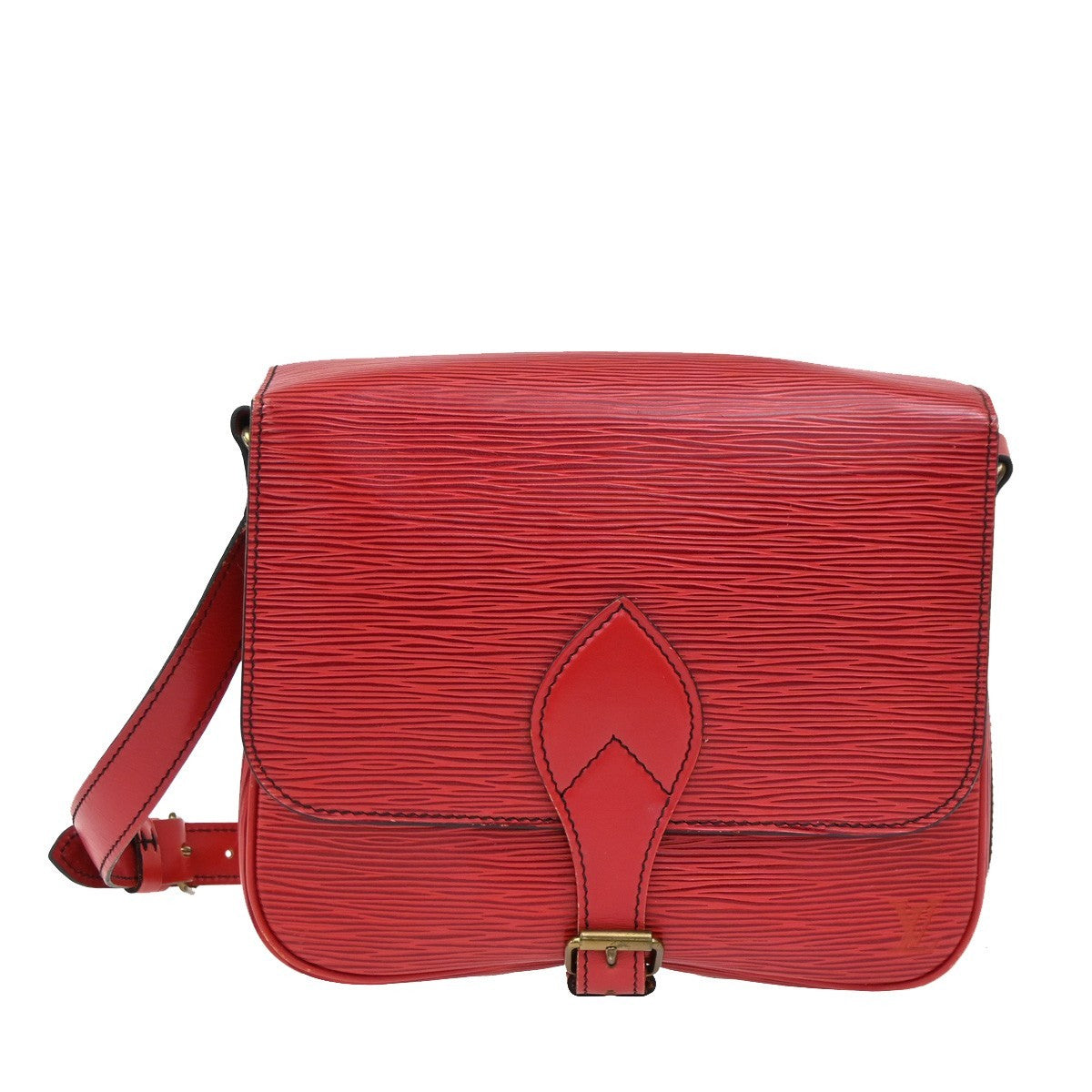 LOUIS VUITTON LV Cartouchiere Shoulder Bag Epi Leather Red Gold M52247 83DA247