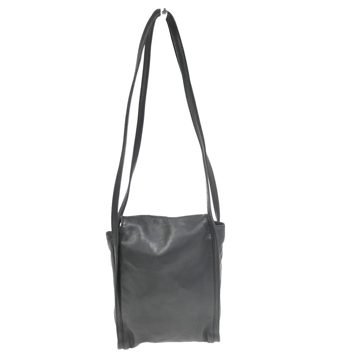 LOEWE Logo Anagram Flap Shoulder Shoulder Bag Leather Black Spain 68MA135
