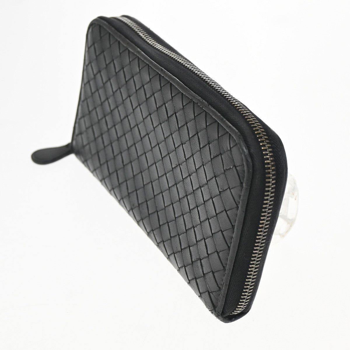 BOTTEGA VENETA Logo Intrecciato Long Zipper Around Wallet Leather Black 09TA155