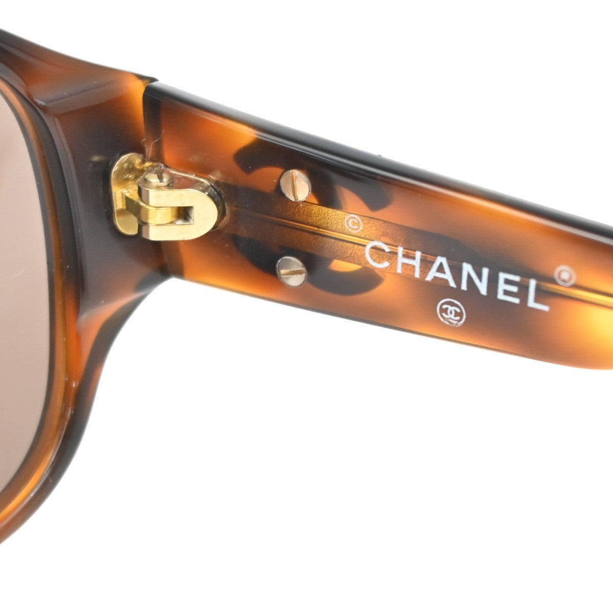 CHANEL CC Logo Sunglasses Eye Wear Plastic Brown GHW Italy 0006 09RL981