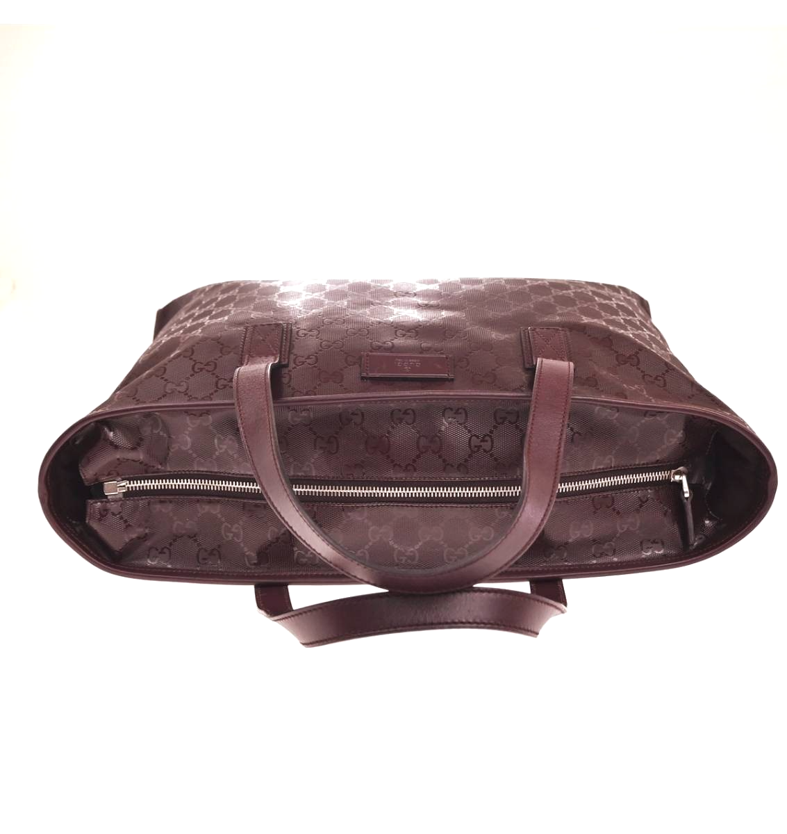 GUCCI Logo GG Pattern Imprime Shoulder Tote Bag PVC Leather Burgundy Red 31MA441
