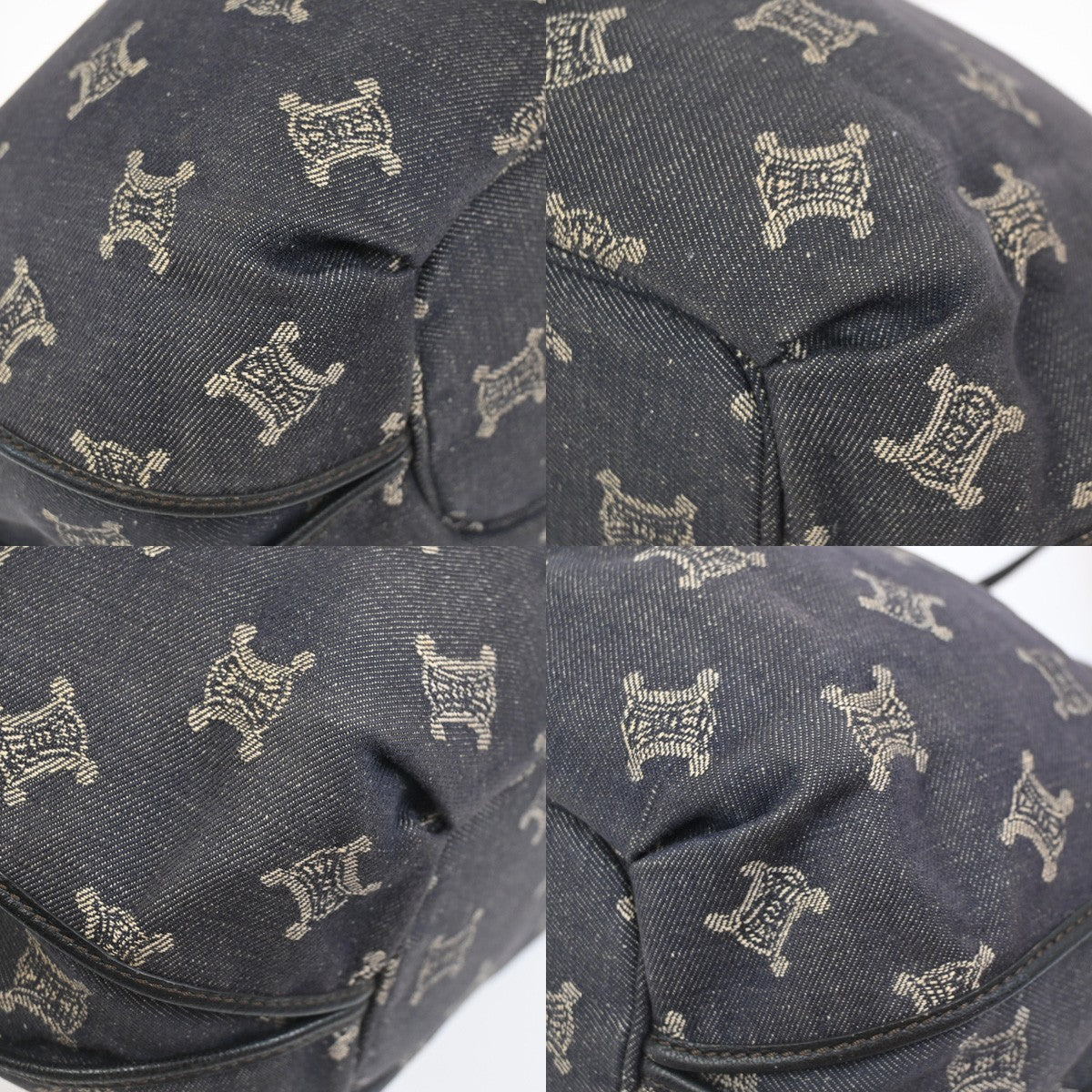 CELINE Logo Bittersweet Macadam Shoulder Bag Denim Leather BN BK SHW 87KC749