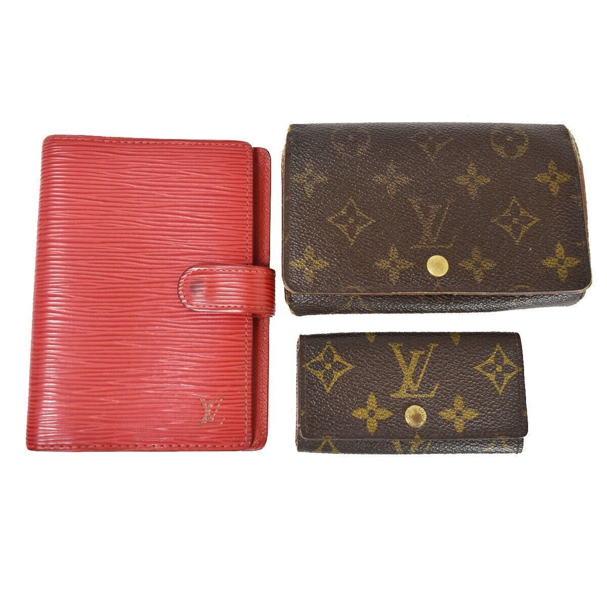 LOUIS VUITTON 3 Set Wallet Key Case Day Planner Monogram Epi Leather 67AD220