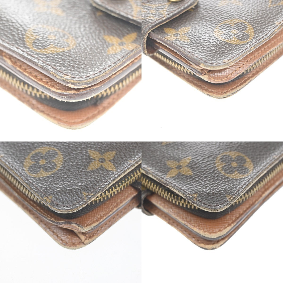 LOUIS VUITTON LV 2 Set Credit Compact Zip Wallet Monogram Leather BN 02KC753