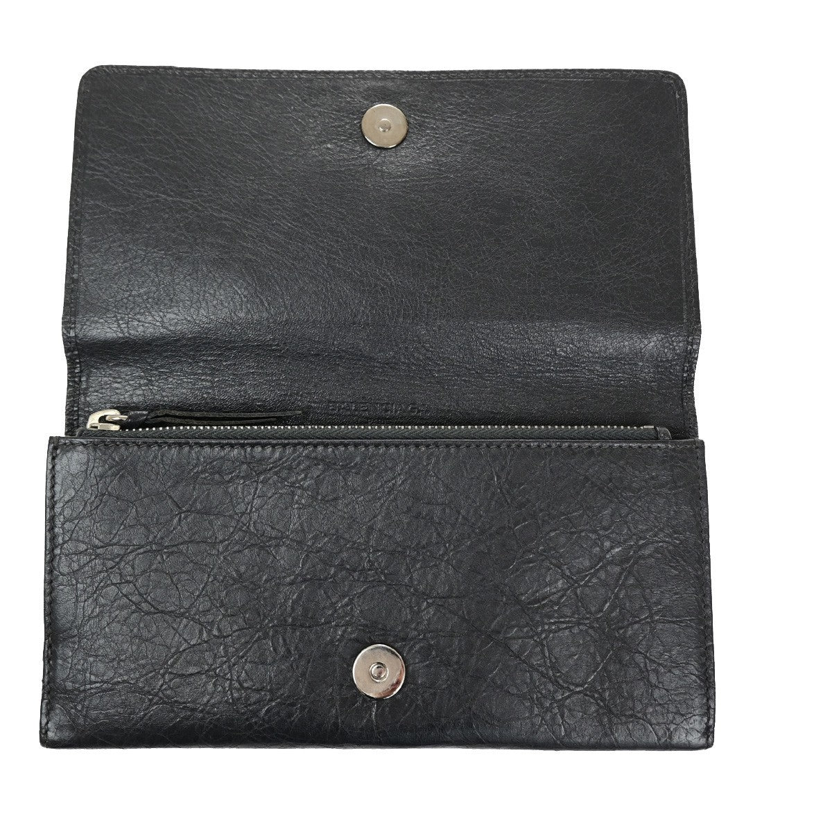 BALENCIAGA Logo Classic Money Long Wallet Purse Leather Black SHW 62CB073
