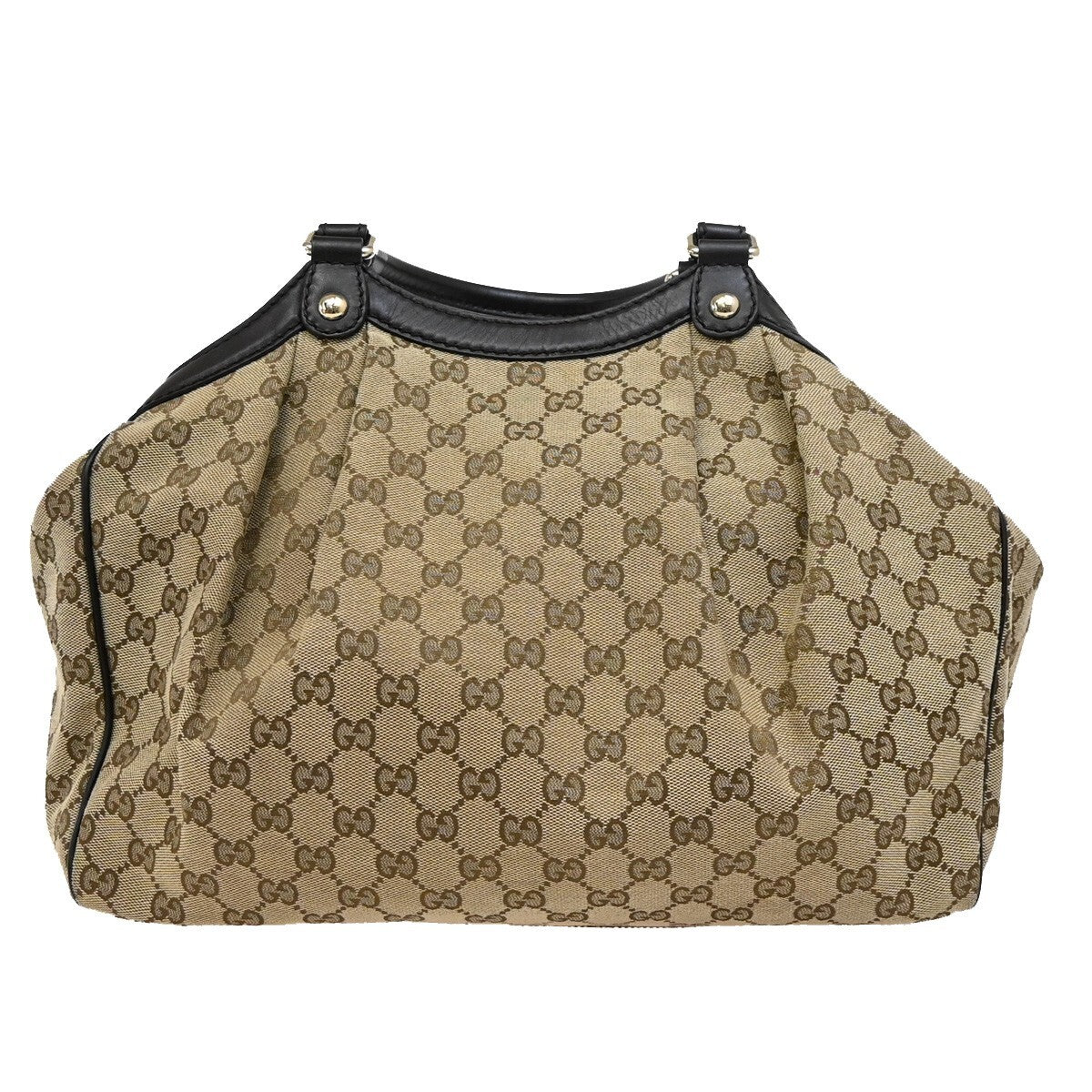 GUCCI Logo GG Diamante Sukey Shoulder Bag Charm Canvas Leather Brown 76FB714